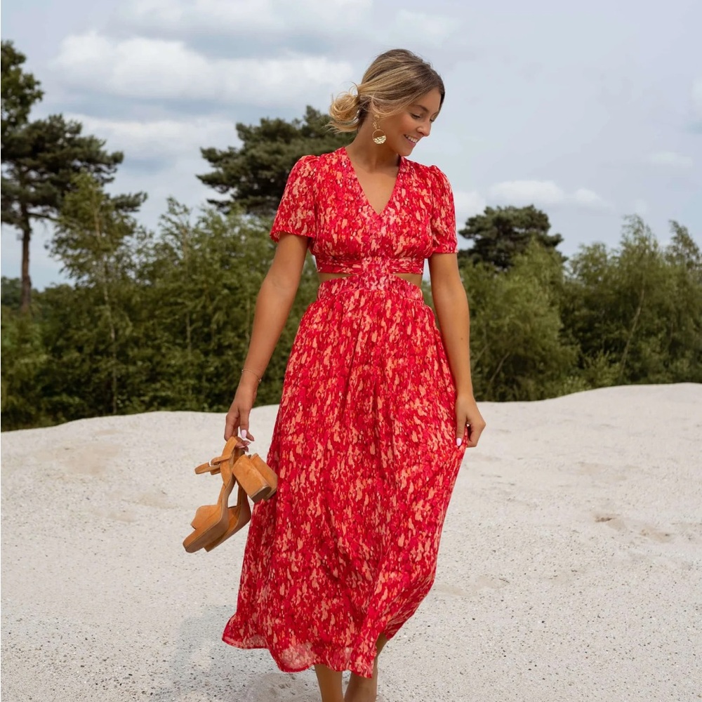 Red Floral dress - Easy Clothes - size S/M - Picture 3 of 6